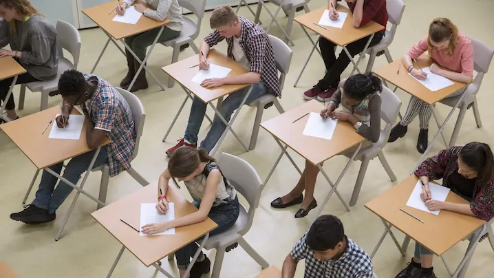 students doing an exam