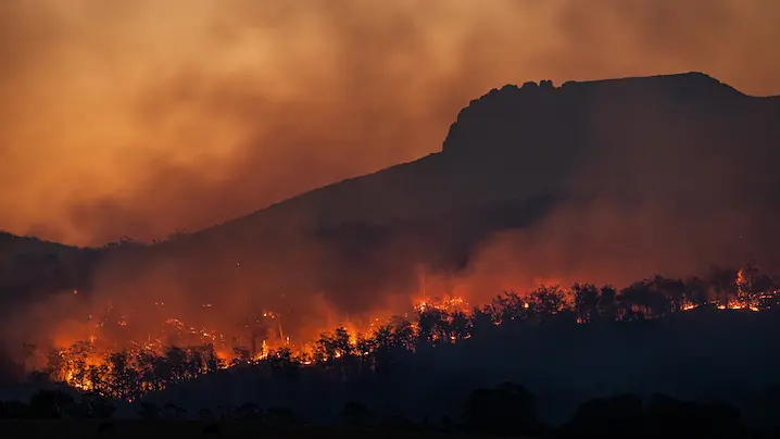 bushfires in a valley