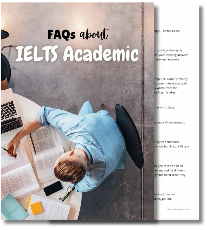 a PDF guide called FAQs about IELTS Academic